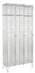Single Compartment Nest of Three Mesh Locker with Hat Shelf (with or without door)